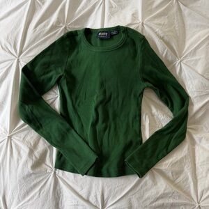 Anthropologie Maeve Forest Green Long Sleeve Top